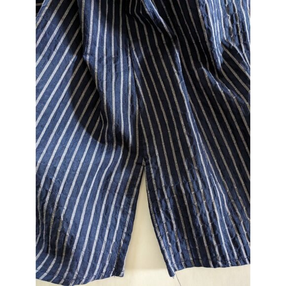 Allison Daley Shirt Blouse Blue Embroidery Striped Button Down 3/4 Sleeve 18W - Picture 8 of 10